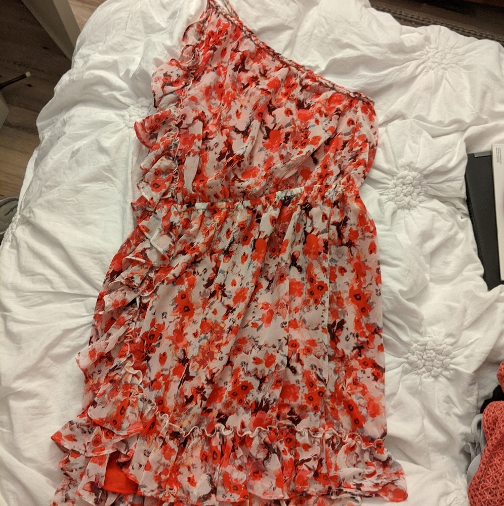 Mango MNG collection Grecian floral coral dress L